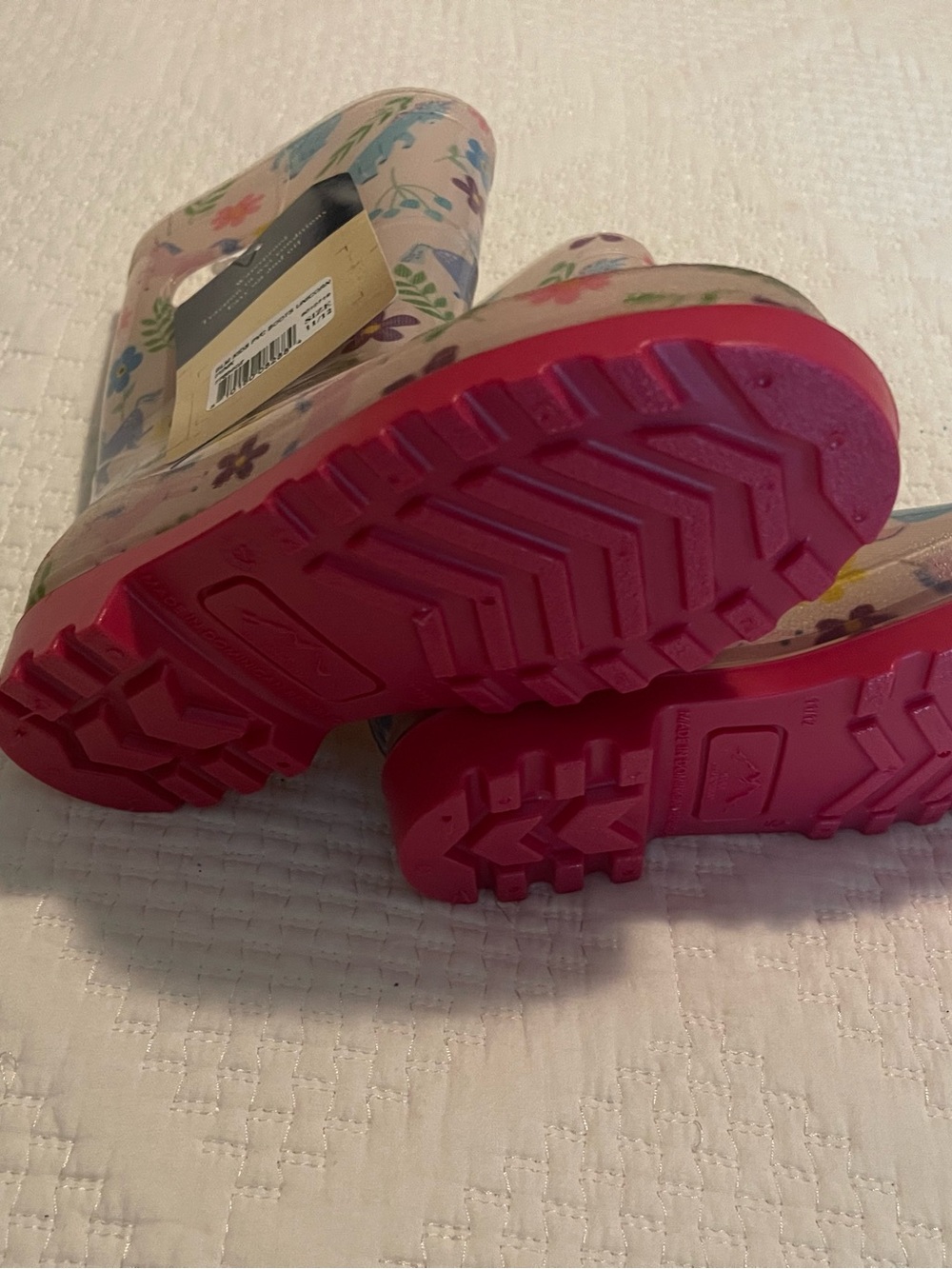 Kids Pink Floral Rain Boots